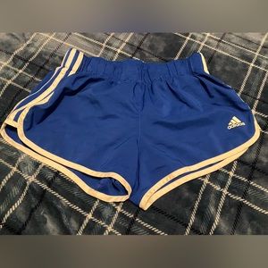 Women’s Adidas Aktiv running shorts. Size small. Blue/white. 3” inseam.